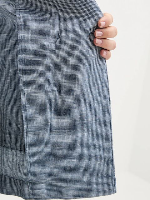 United Colors of Benetton marynarka lniana kolor niebieski dwurzędowa wzorzysta 265XDW035