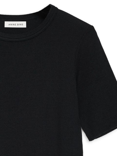 ANINE BING Caitlyn crepe-textured T-shirt - Black