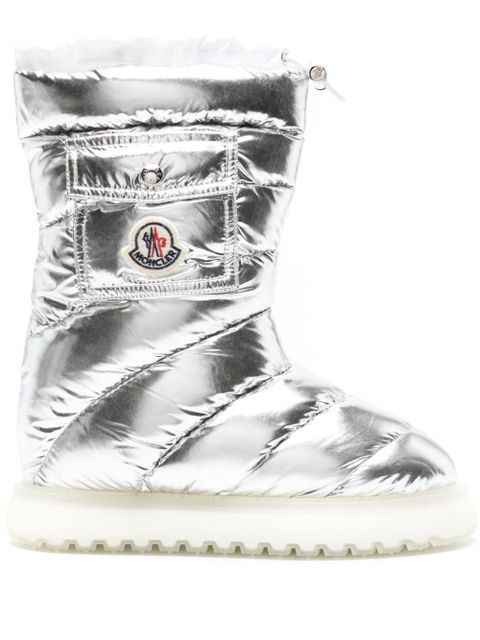 Moncler Gaia Pocket padded laminated boots - Silver