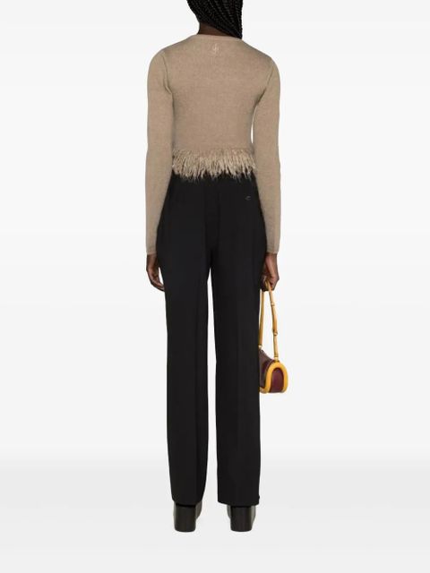 JW Anderson fringed-hem cropped jumper - Brown