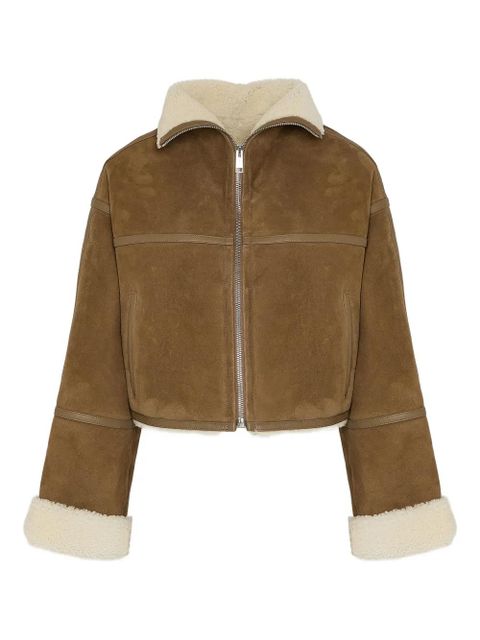 Yves Salomon shearling-trimmed suede jacket - Brown - zdjęcie produktu nr 1