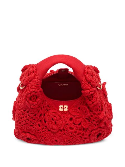 GANNI floral appliqué tote bag - Red