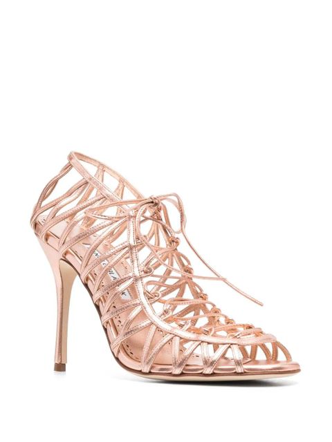 Manolo Blahnik Hamza 100mm strappy metallic sandals - Pink - zdjęcie produktu nr 2