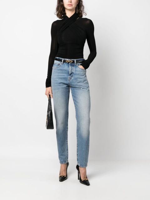 Saint Laurent semi-sheer roll-neck T-shirt - Black - zdjęcie produktu nr 2