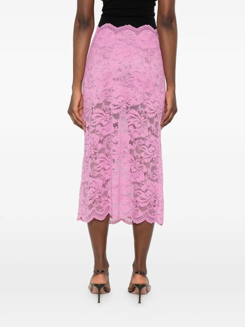 Rabanne lace pencil midi skirt - Pink