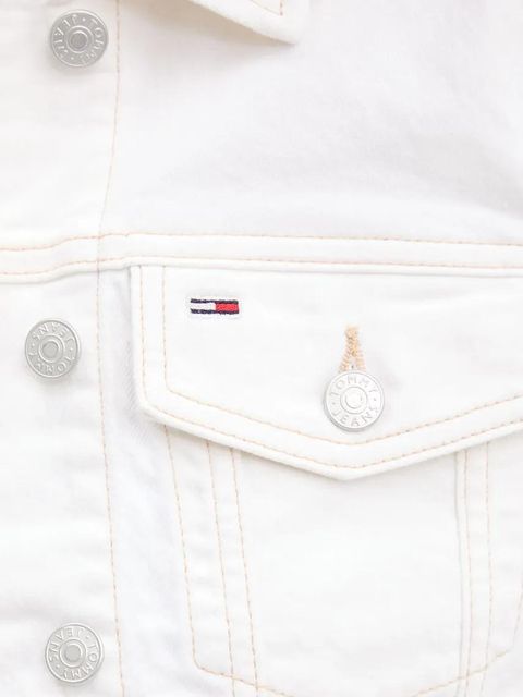 Tommy Jeans kurtka jeansowa kolor beżowy przejściowa DW0DW20121