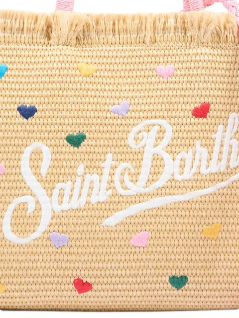 MC2 Saint Barth Vanity heart embroidered fringed tote bag - Neutrals