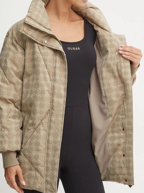 Guess kurtka damska kolor beżowy zimowa V4BL01 WGLW2