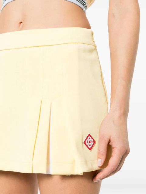 Casablanca logo-embroidered pleated miniskirt - Yellow