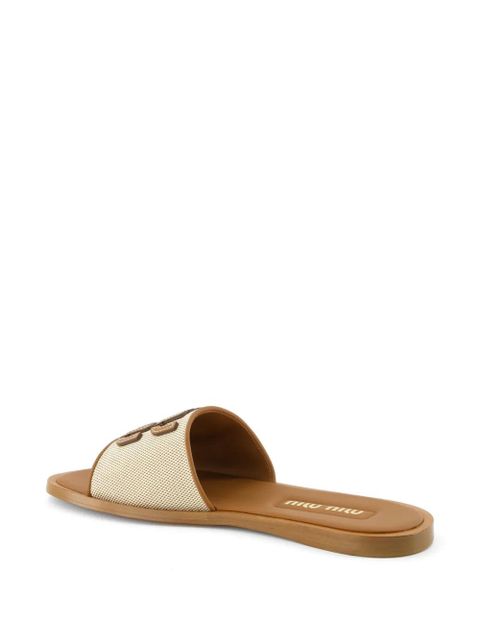 Miu Miu logo-appliqué sandals - Neutrals