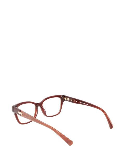 Longchamp marble-effect rectangle-frame glasses - Red