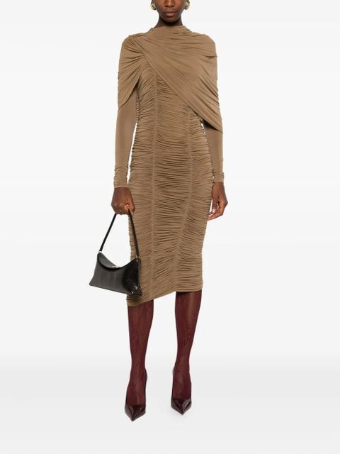 Magda Butrym draped midi dress - Brown
