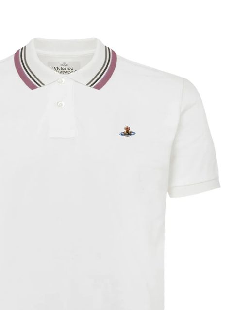 Vivienne Westwood striped-collar polo top - White
