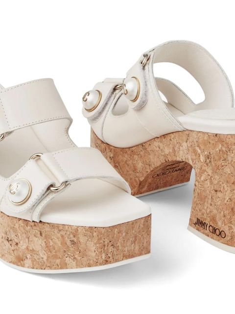 Jimmy Choo 95mm Fayence leather platform sandals - White - zdjęcie produktu nr 2