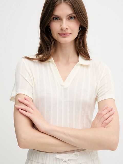 Calvin Klein Jeans polo damski kolor beżowy LV047C210G