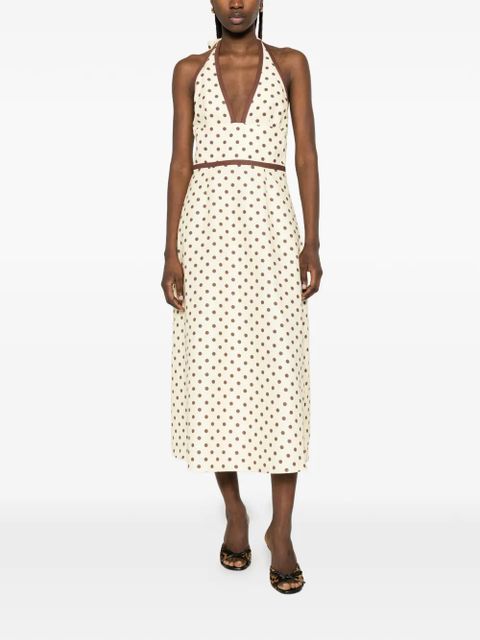 Posse Bowie polka-dot V-neck midi dress - Neutrals - zdjęcie produktu nr 2