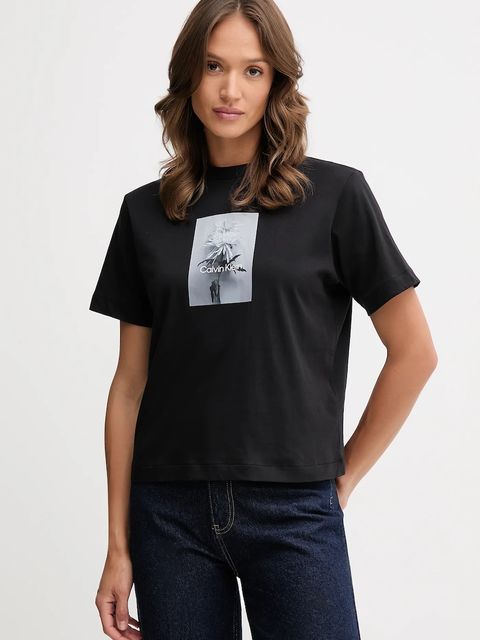 Calvin Klein Jeans t-shirt bawełniany damski kolor czarny LV047D880G - zdjęcie produktu nr 1