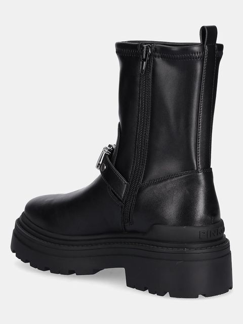 Pinko workery skórzane Mia 27 kolor czarny na płaskim obcasie SD0447P061Z99