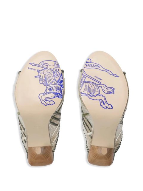 Burberry 90mm checked leather sandals - Silver - zdjęcie produktu nr 2