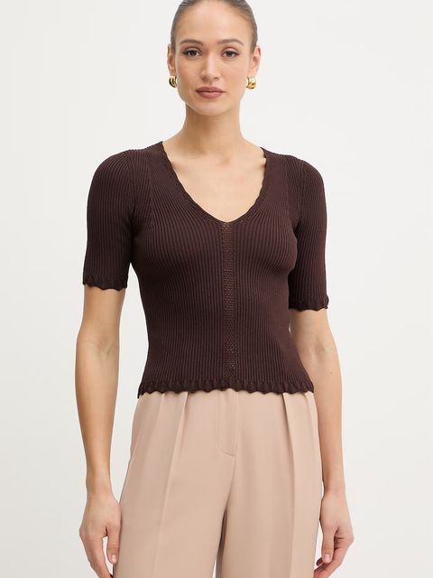 Twinset bluzka z falbanką damska z wiskozy - zdjęcie produktu nr 1