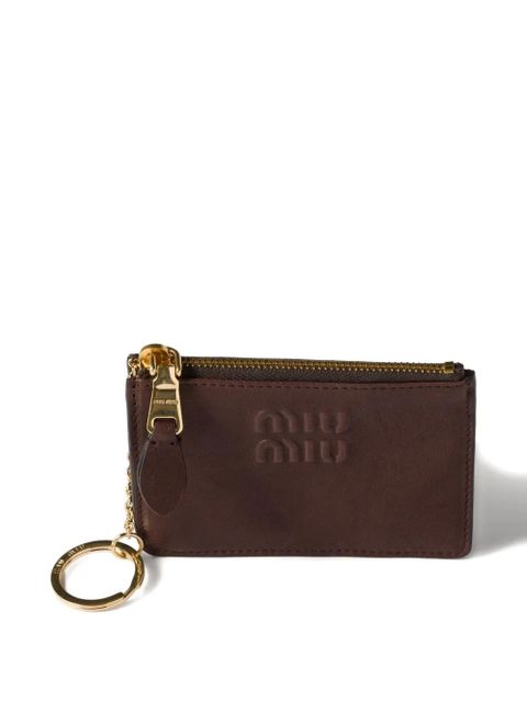Miu Miu logo-embossed leather cardholder - Brown