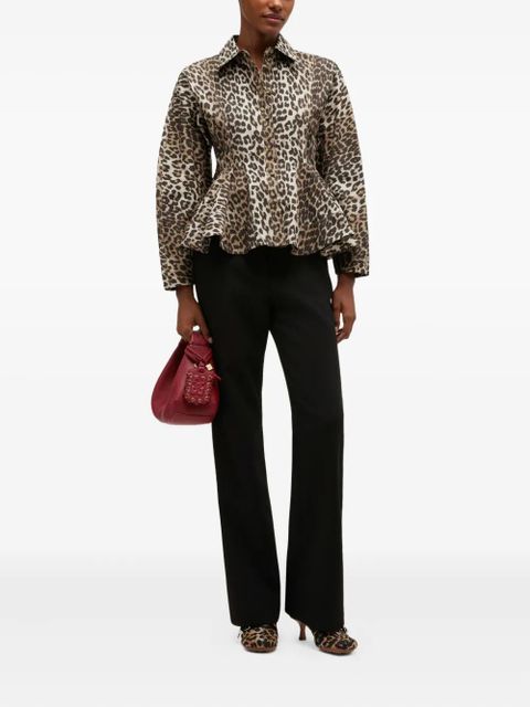 GANNI leopard-print shirt - Brown