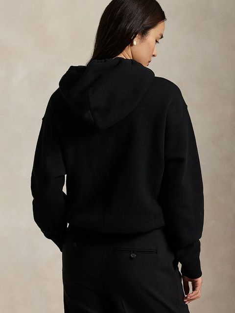 Polo Ralph Lauren bluza damska kolor czarny z kapturem z nadrukiem 211A87106