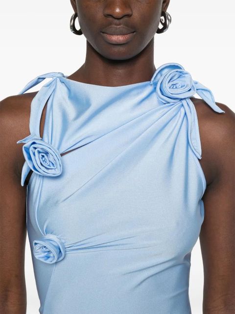 Coperni asymmetric flower mini dress - Blue