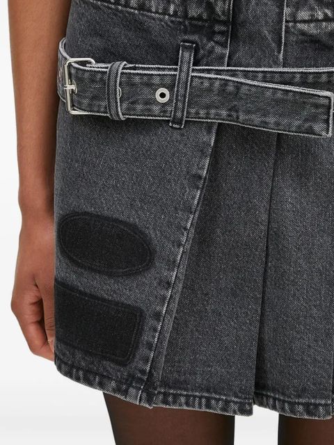 AMBUSH pleated belted denim skirt - Black