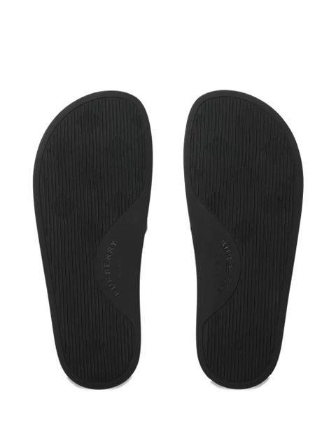 Burberry check-print flat slides - Brown