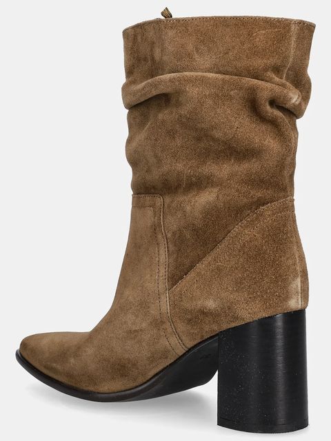 Medicine botki damskie kolor brązowy na słupku