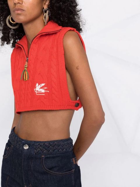 ETRO cropped cable-knit vest - Red