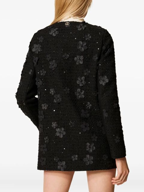 TWINSET flower-sequin embellished coat - Black