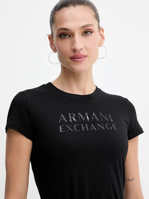 Armani Exchange t-shirt bawełniany damski kolor czarny XW001357 AF10356