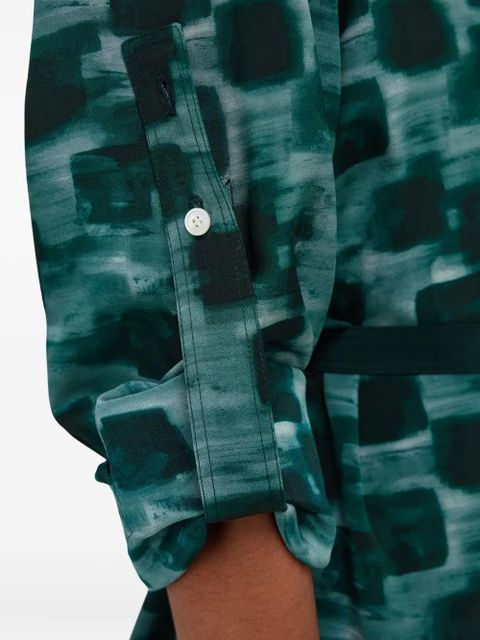 Ferragamo colour-blocked belted shirt dress - Green