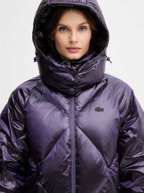 Lacoste kurtka puchowa kolor fioletowy zimowa oversize BF5326