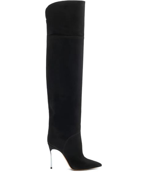 Casadei 100MM metallic-heel suede over-the-knee boots - Black - zdjęcie produktu nr 1