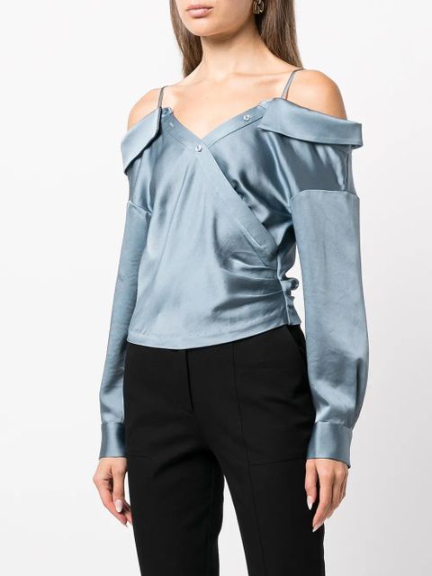 Simkhai off-the-shoulder satin top - Blue - zdjęcie produktu nr 2