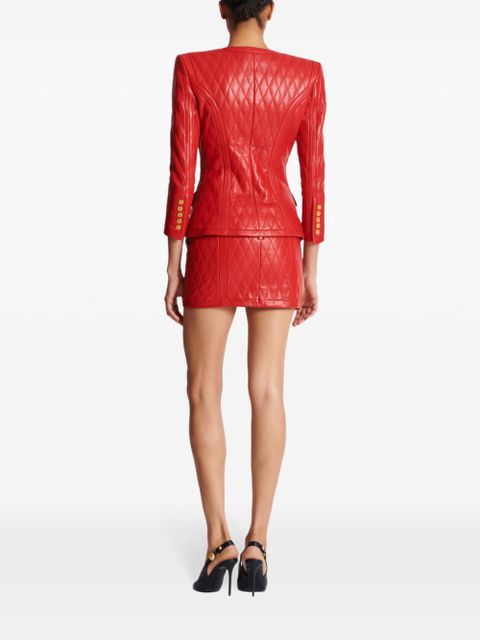 Balmain quilted leather jacket - Red