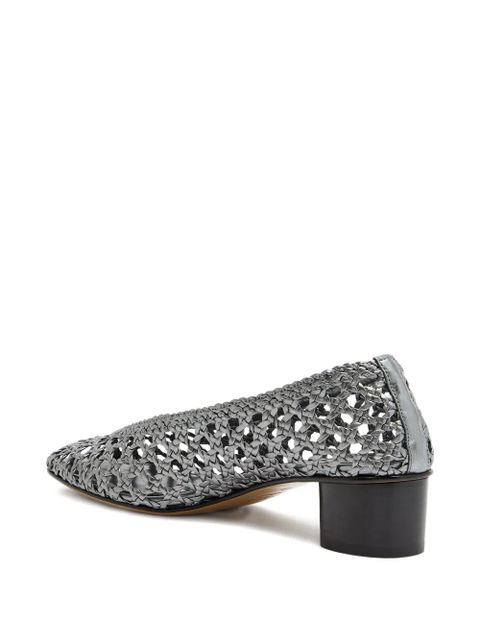 Le Monde Beryl 40mm woven-leather pumps - Silver - zdjęcie produktu nr 2