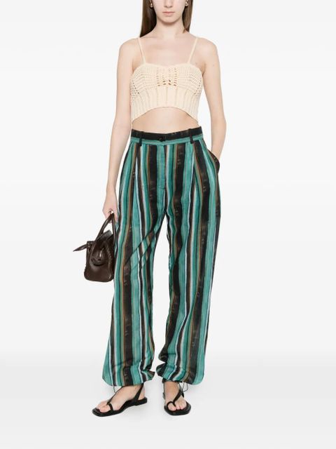 PINKO striped pleated straight trousers - Green - zdjęcie produktu nr 2