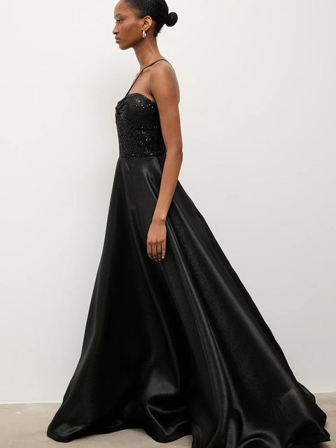 Answear.LAB sukienka kolor czarny maxi rozkloszowana