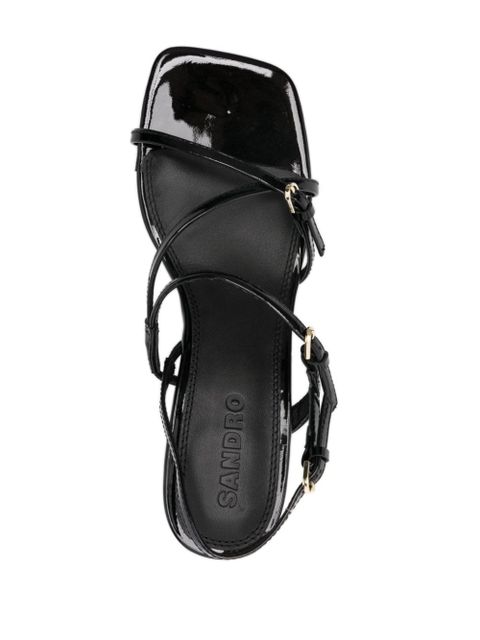 SANDRO 60mm square-toe patent-leather sandals - Black