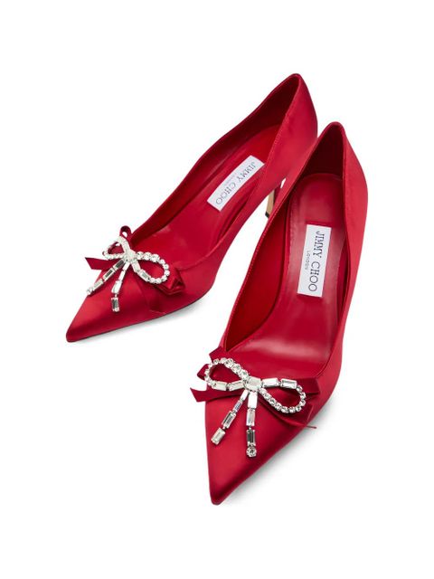 Jimmy Choo bow embellished heeled pumps - Red