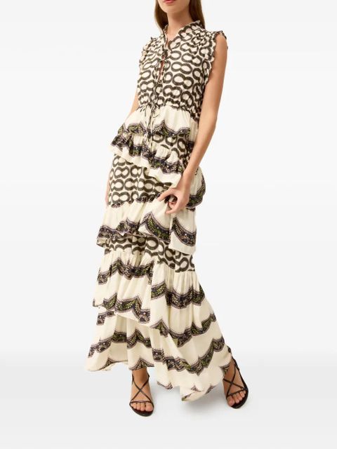 Marie Oliver Franklen ruffled tiered dress - Neutrals
