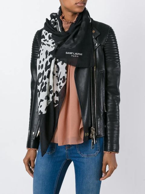 Saint Laurent leopard print scarf - Black - zdjęcie produktu nr 2