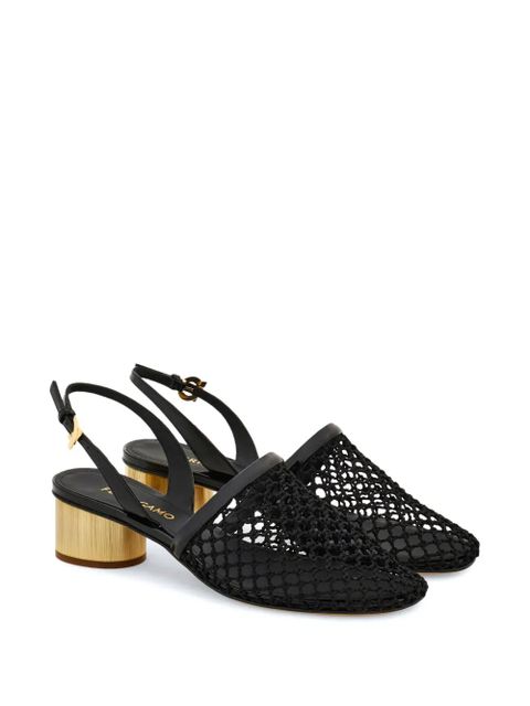Ferragamo 40mm mesh leather slingbacks - Black - zdjęcie produktu nr 2