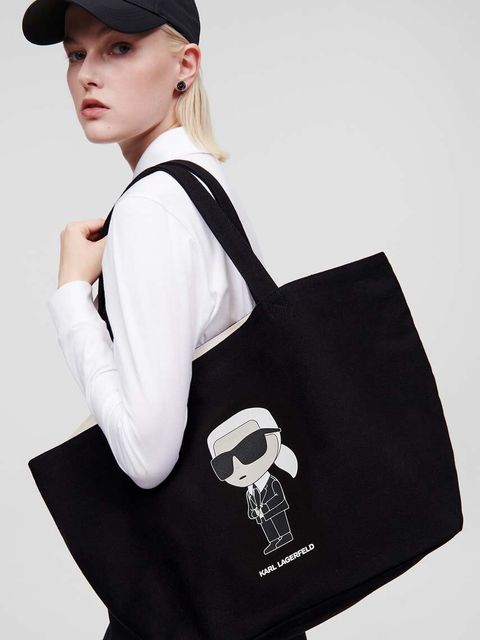 Karl Lagerfeld torebka bawełniana kolor czarny