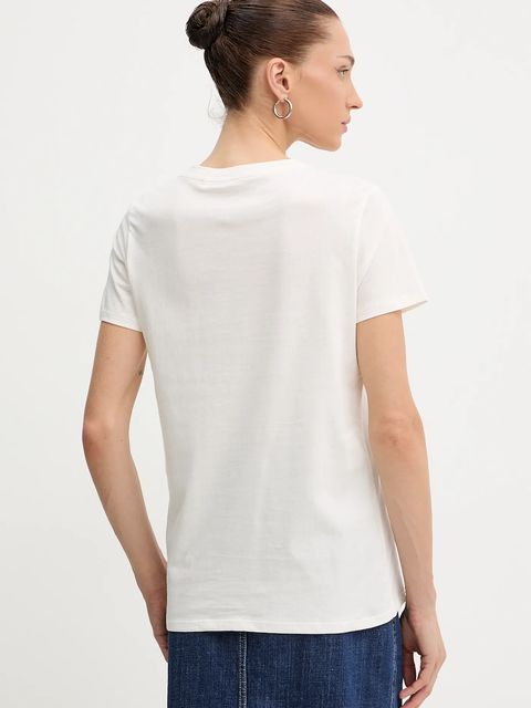 Guess t-shirt bawełniany damski kolor beżowy W5BI34 K9RM1