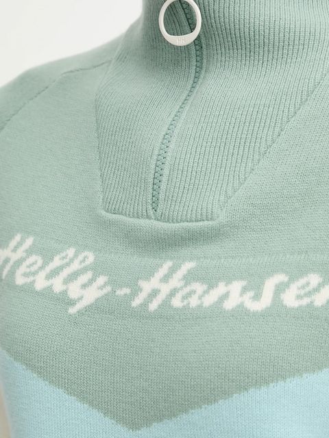 Helly Hansen sweter Apres damski kolor zielony ciepły z golfem 66029